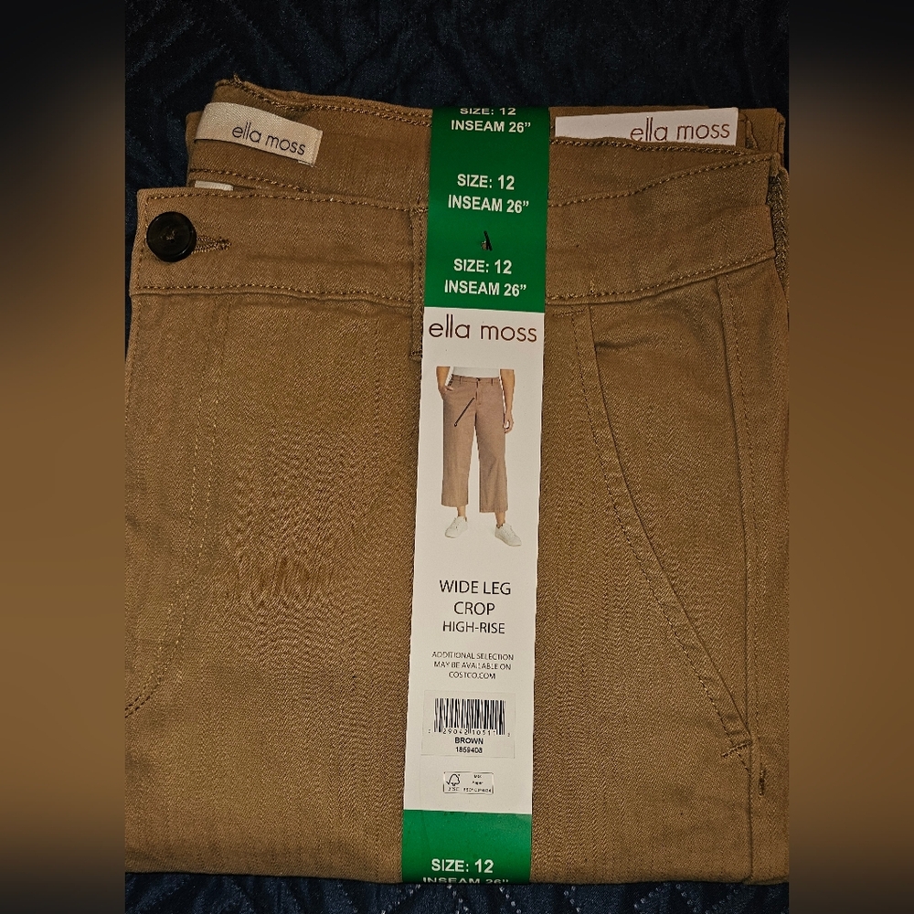 Ella Moss Brown Wide Leg Crop Pants